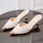 Popular Half-Slippers Closed-Toe Sandals for Women, Pencil Heel-RV1355
