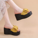 Bow-Tie Peep-Toe Wedge Heel Platform Fashion Roman Women’s, Balanced Heel-RV536