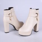 Women’s High Heel Martin Boots, Boot Shoes-WR97 - Image 3
