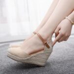 Hemp Rope Straw Mat Woven High Heeled Sandals For Women, Balanced Heel-RV392\ - Image 2