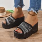 Women’s One-word Wedge platform Fashion Sandals, Balanced Heel-RV679