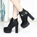 British style black Martin boots for women, Boot Shoes-RV2279