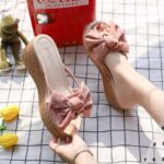 Korean Style Sweet Big Flower Wedge Heel For Women, Balanced Heel-RV369