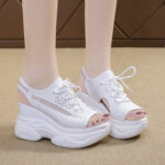 Women’s Sporty Peep-toe Platform Sandals, Balanced Heel-RV387 - Image 2