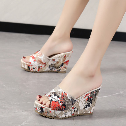 Fashion Outer Wear Patchwork Platform Sandals For Women, Balanced Heel-RV575