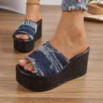 Women’s One-word Wedge platform Fashion Sandals, Balanced Heel-RV679 - Image 2