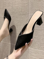 New style Fitting Room Closed-toe Half Slippers For Women, Box heel-RV1316 - Image 2