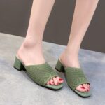Korean style Flyknit Outerwear one-strap Fashion Women’s Sandals, Box heel-RV1303