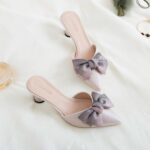Women’s Versatile Pointed Toe Mid-Heel Outdoor Half-Slippers, Pencil Heel-RV1259