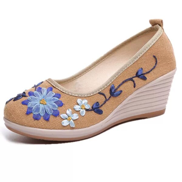 Chinese style linen High-heeled Embroidered Shoes For Women, Style Shoes-RV2067