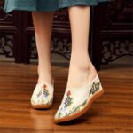 High-Heeled Embroidered Slippers Ethnic Style Slippers For Women, Balanced Heel-RV345 - Image 4