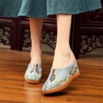 High-Heeled Embroidered Slippers Ethnic Style Slippers For Women, Balanced Heel-RV345 - Image 3