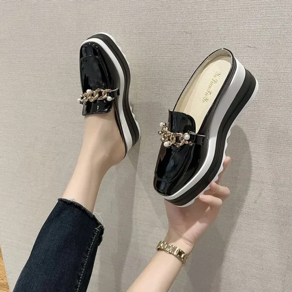 Women’s autumn platform wedge closed-toe backless slippers —Loafer-RV604