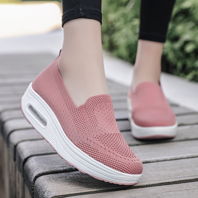 pink Women’s shoes, new style, soft-soled, thick-soled height-increasing single shoes, Canvas-WR37 - Image 1
