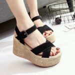 Cross-border Solid Color suede Women’s Sandals, Balanced Heel-RV627