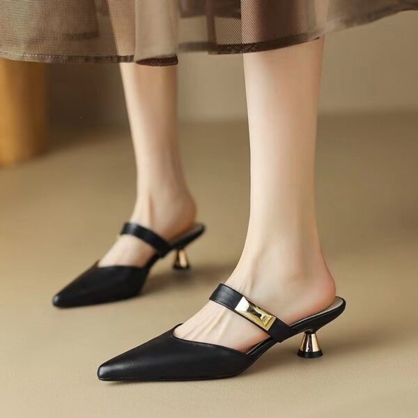 Pointed Toe Mules with Thin Heels for Women, Pencil Heel-RV1410