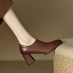 New Square-Toe Thick-Heeled Ankle Boots For Women, Style Shoes-RV2518