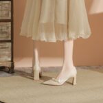 Thick Heels, Light Satin Main Wedding Shoes For Women, Style Shoes-RV2538 - Image 2