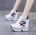 Women’s White Platform Sneakers with Hidden Wedge Heels, Sneaker & Kades-WR120 - Image 2