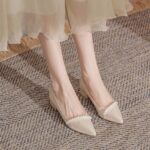 Low-Heeled Pointed Toe Bridesmaid & Elegant Wedding Shoes For Women, Style Shoes-RV2537