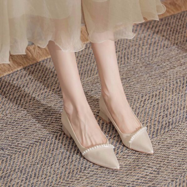 Low-Heeled Pointed Toe Bridesmaid & Elegant Wedding Shoes For Women, Style Shoes-RV2537