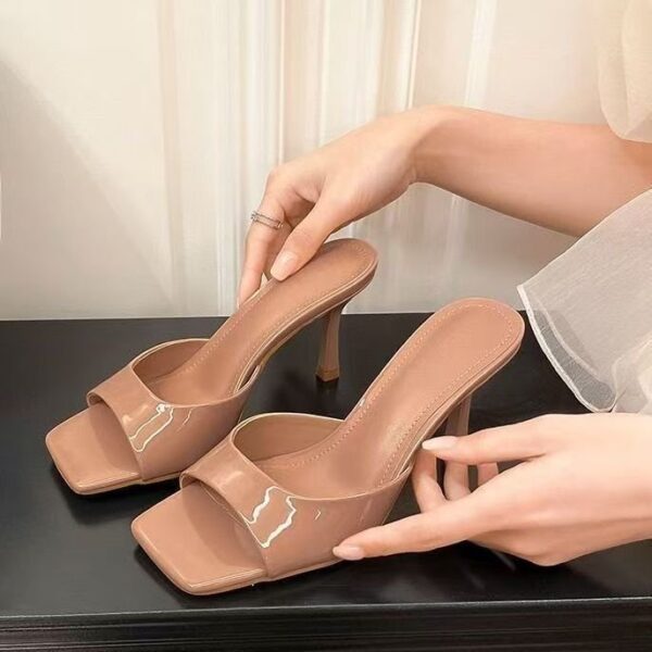 High Heels Women’s Vintage Square Toe Thin Heel Shoes, Box Heel-RV1452