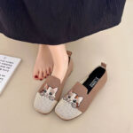 Women’s summer cat-themed casual flat loafers, Canvas & Loafer-DS114