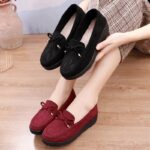 Women’s Platform Thick-Soled Wedge Heel Loafers Casual Work Shoes. Canvas & Loafer-DS111 - Image 3