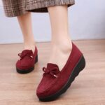 Women’s Platform Thick-Soled Wedge Heel Loafers Casual Work Shoes. Canvas & Loafer-DS111 - Image 2