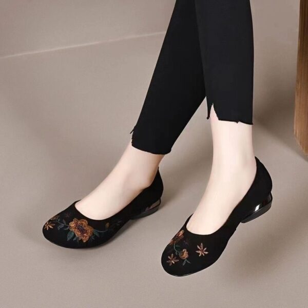 Women’s Low Heel Chunky Heel Rubber Sole Mother’s Shoes, Style Shoes-RV2542