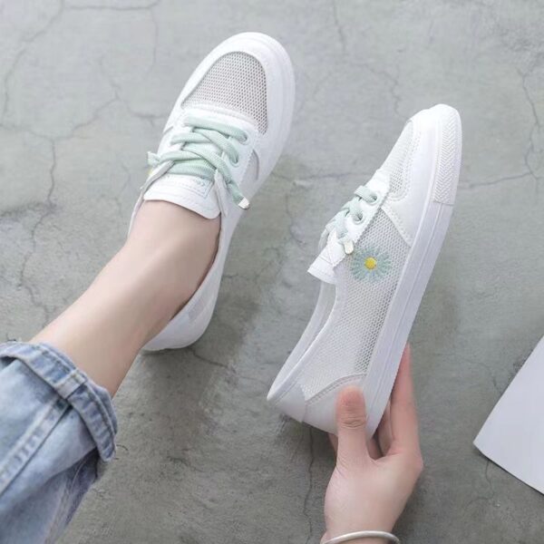 Women’s white sneakers, Breathable mesh shoes, Canvas & Loafer-DS113