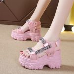 Korean Style Platform Casual Sports Velcro Sandals For Women, Balance Heel-RV646 - Image 4