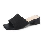 Korean Style Fly Woven Slippers for Women, Box Heel-RV1428 - Image 6