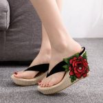 Women’s Flip-Flops Platform Platform Embroidered Slippers Sandals, Balanced Heel-RV338 - Image 5