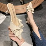 Cool Thin Toe Half-Slip High-Heeled Outer Wear Mid-Slippers For Women, Pencil Heel-RV1312 - Image 2