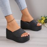 Temu Wedge Heels, Simple Summer Women’s Shoes, Balanced Heel-RV666 - Image 2