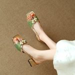 Square Toe Rear Trip Belt Comfortable Low Heel Women’s Shoes, Box Heel-RV1425 - Image 2