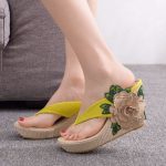 Women’s Flip-Flops Platform Platform Embroidered Slippers Sandals, Balanced Heel-RV338 - Image 4
