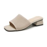 Korean Style Fly Woven Slippers for Women, Box Heel-RV1428 - Image 3