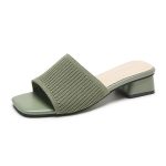 Korean Style Fly Woven Slippers for Women, Box Heel-RV1428 - Image 5