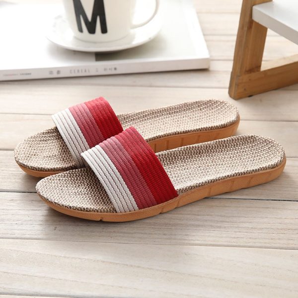 Linen slippers with thick soles, summer home sandals—Sandal & Slipper-RV30029