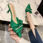 Cool Thin Toe Half-Slip High-Heeled Outer Wear Mid-Slippers For Women, Pencil Heel-RV1312