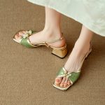 Square Toe Rear Trip Belt Comfortable Low Heel Women’s Shoes, Box Heel-RV1425 - Image 5
