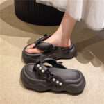 Women’s Chanel-inspired faux pearl butterfly flip-flops,  Balanced Heel - RV712 - Image 3