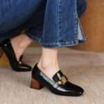 Chunky Heel, Square Toe, British style Loafers For Women, Style Shoes,RV2524 - Image 3