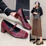 Women's fashionable shallow mouth chunky heel single strap shoes, Style Shoes – RV2580 - Image 8