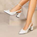 French patent leather pointed-toe high heels, open back strap sandals, Box Heel – RV1528 - Image 4