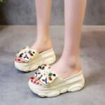 Fashionable Bow-knot Rhinestone platform High-heeled Women’s Shoes, Balanced Heel-RV396 - Image 4