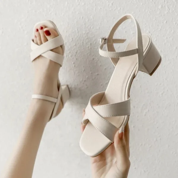Chunky Heel Simple Sandals for Women, Box Heel – RV1532