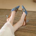 Women’s exquisite temperament and versatile denim high-heeled sandals, Pencil Heel – RV1530 - Image 3